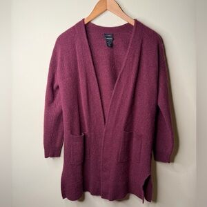 HALOGEN Womens M Cashmere Wool Blend Cardigan Burgundy Maroon Purple Pockets